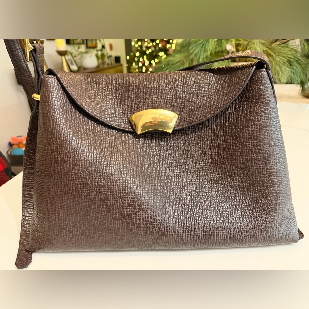 3.1 Phillip Lim Dark Brown Textured Leather Shoulder Bag with Gold Hardware